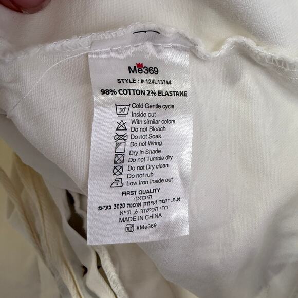 ME369 Aubree Drop Crotch Ankle Pants White Cargo Embroidered Size M - Picture 9 of 9